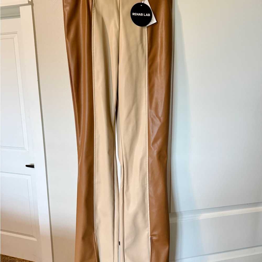 REHAB LAB Colorblock Faux Leather Pants (NWT)